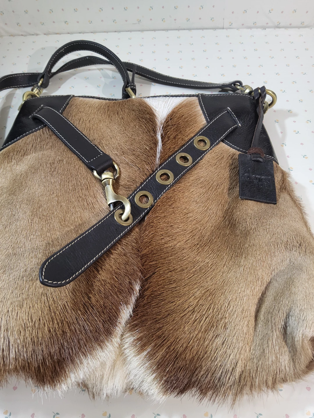 VTG Diane Gail Fur & Leather Crossbody Shoulder Bag - photo 2