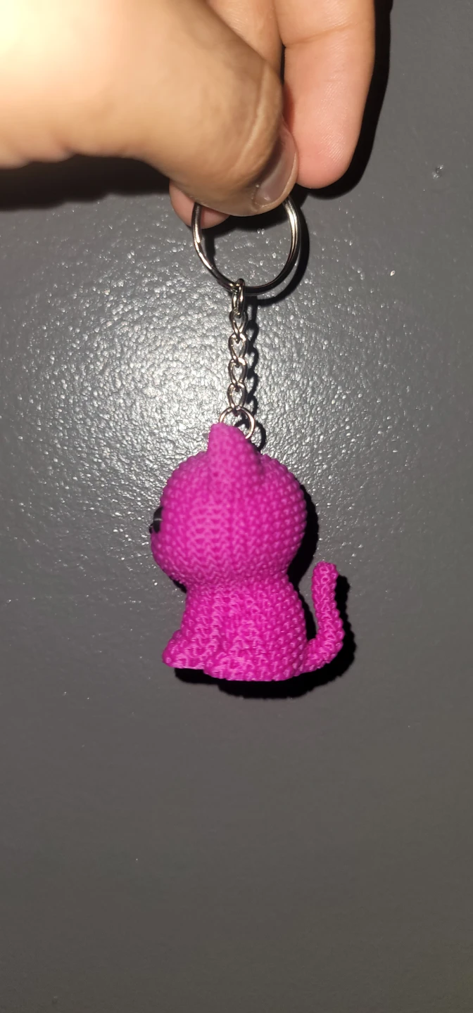Cute Pink Knitted Cat Keychain - photo 4
