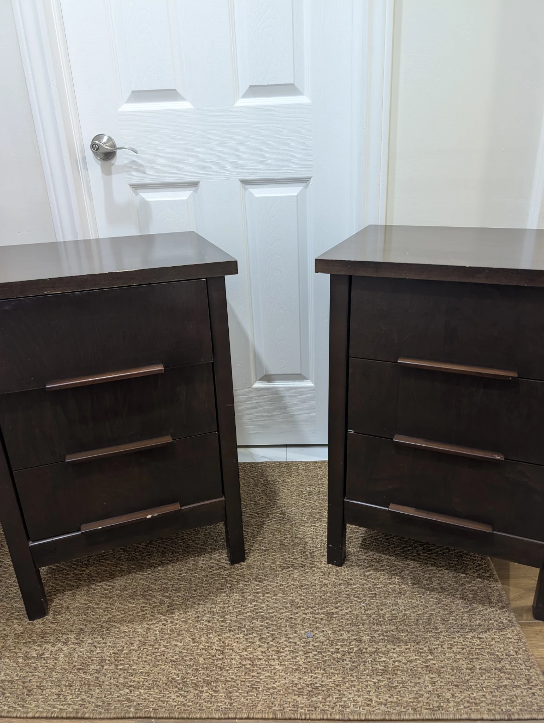 Dark Brown 3-Drawer Dresser (Set of 2)