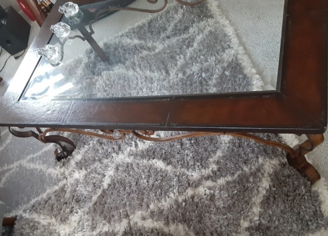 Dark Wood and Glass Coffee Table - photo 2