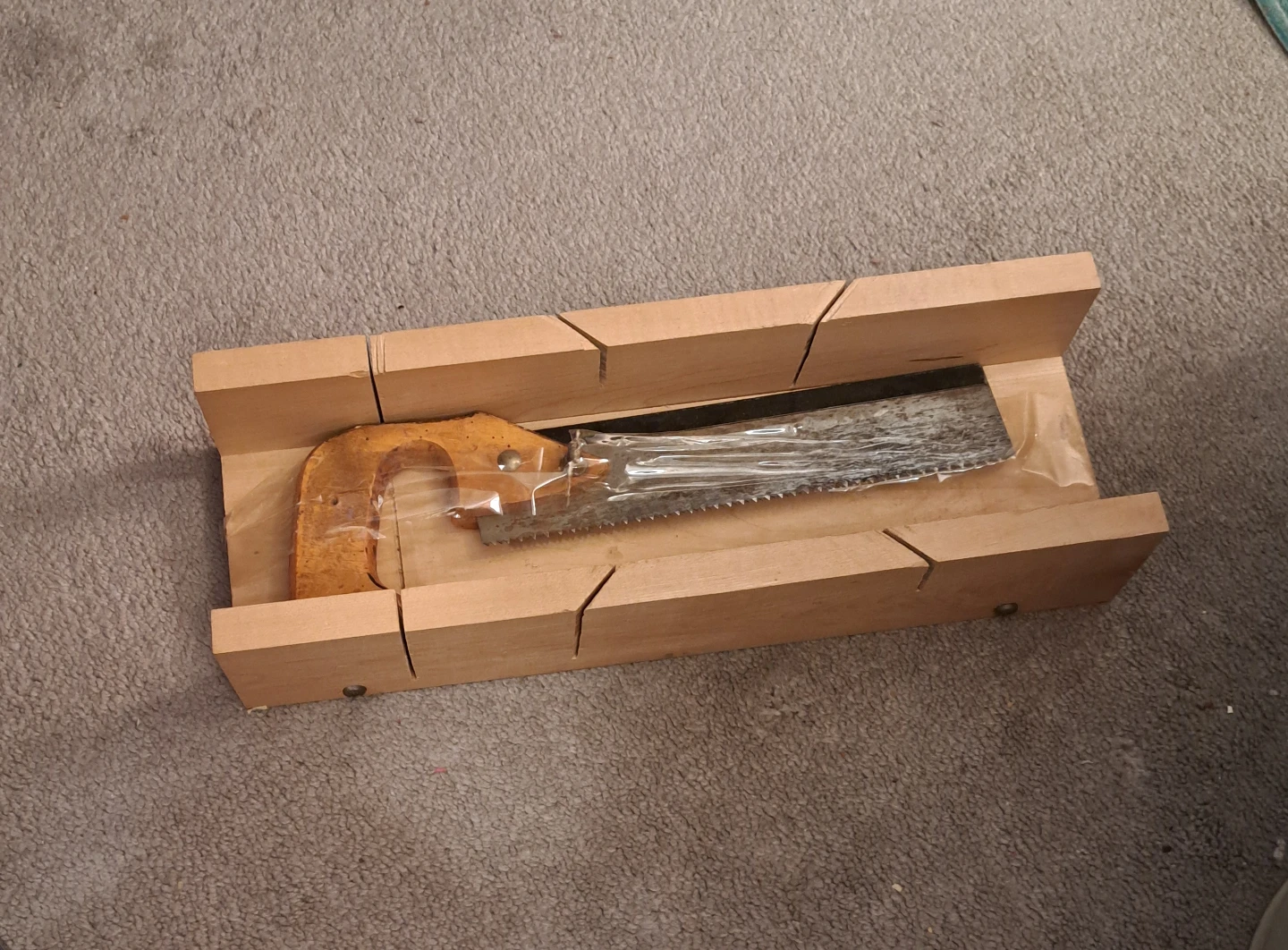Wooden Miter Box with Saw