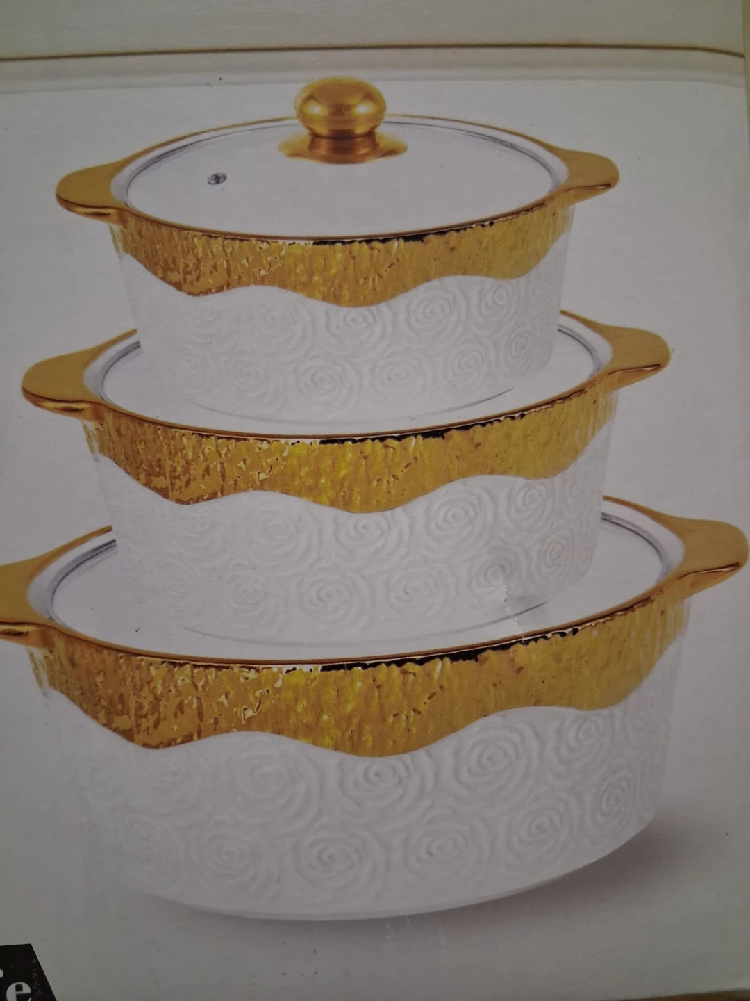 Set of 3 White Serving Casserole Dishes with Lids - photo 4