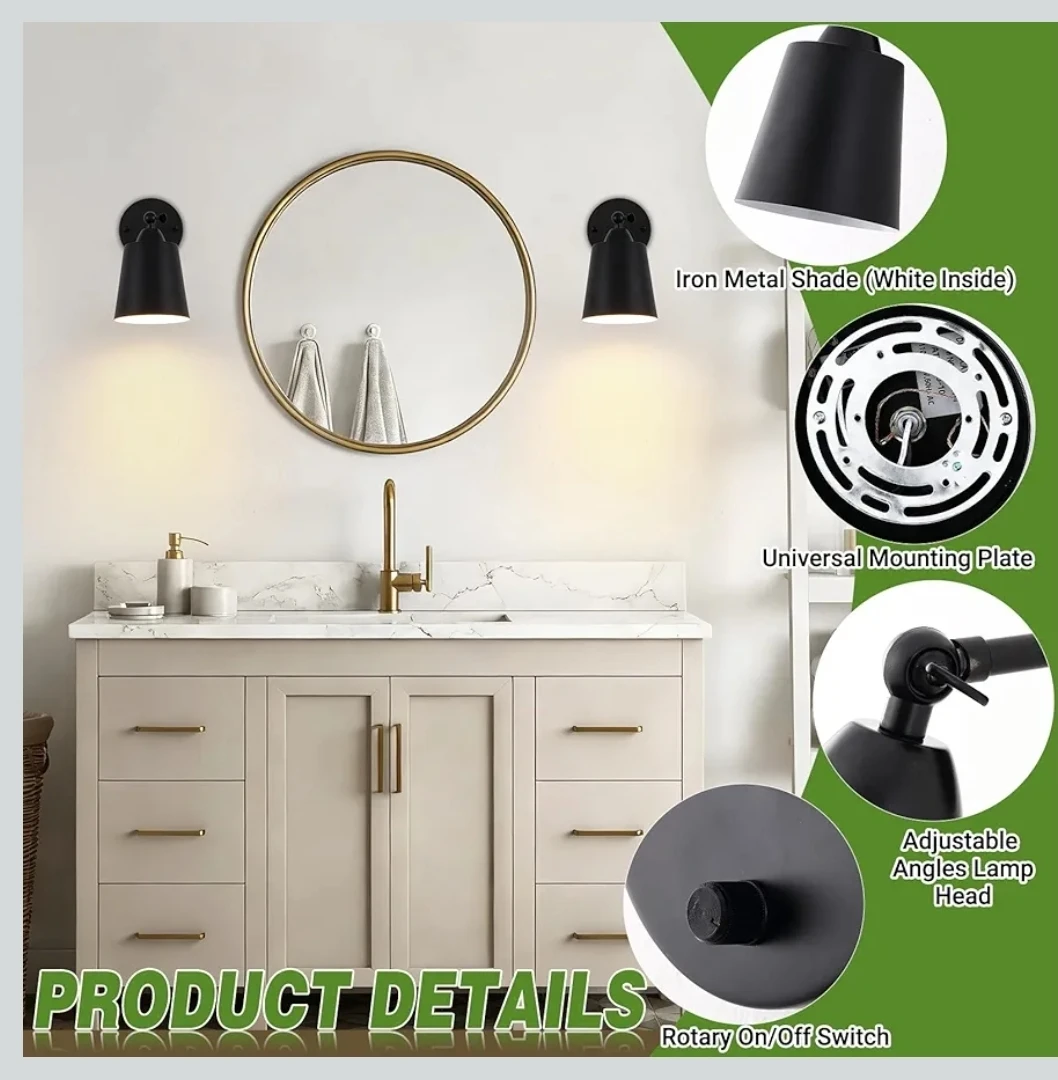 Black Dimmable Wall Sconces Set of 2 - photo 3