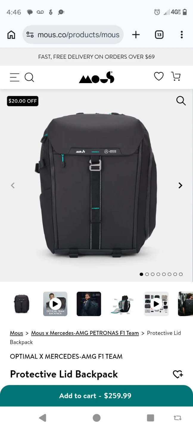 Mous x Mercedes-AMG Petronas F1 Team Protective Lid Backpack