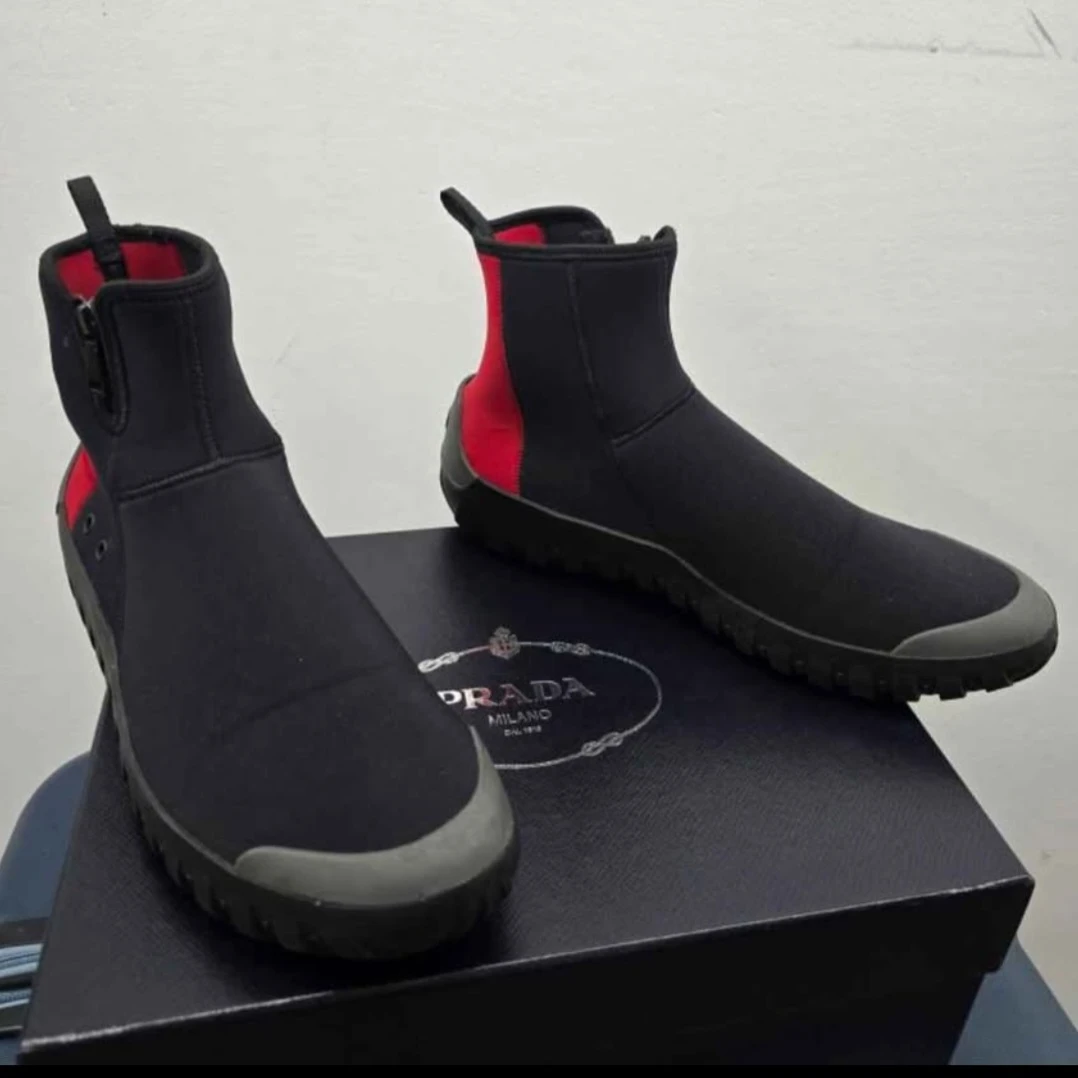Prada Black and Red Waterproof sneakers