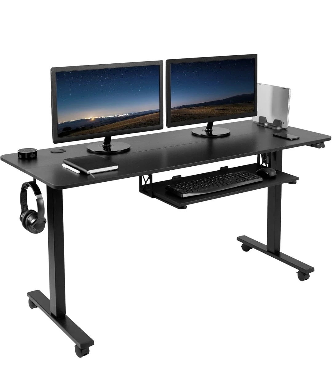 Standing Desk with Keyboard Tray and Wide Height Range