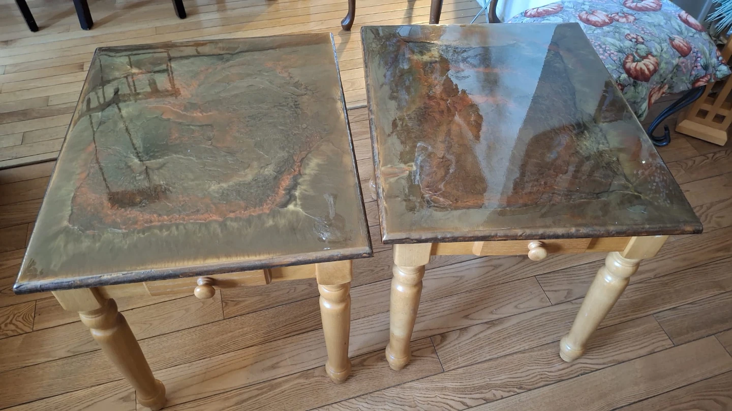 Pair of Side Tables with Epoxy Tops