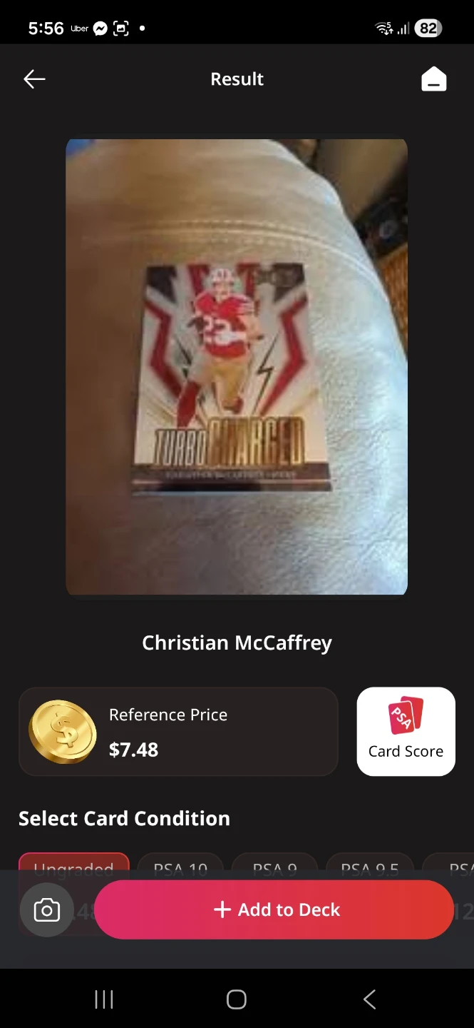 Christian McCaffrey Turbo Charged Football Card