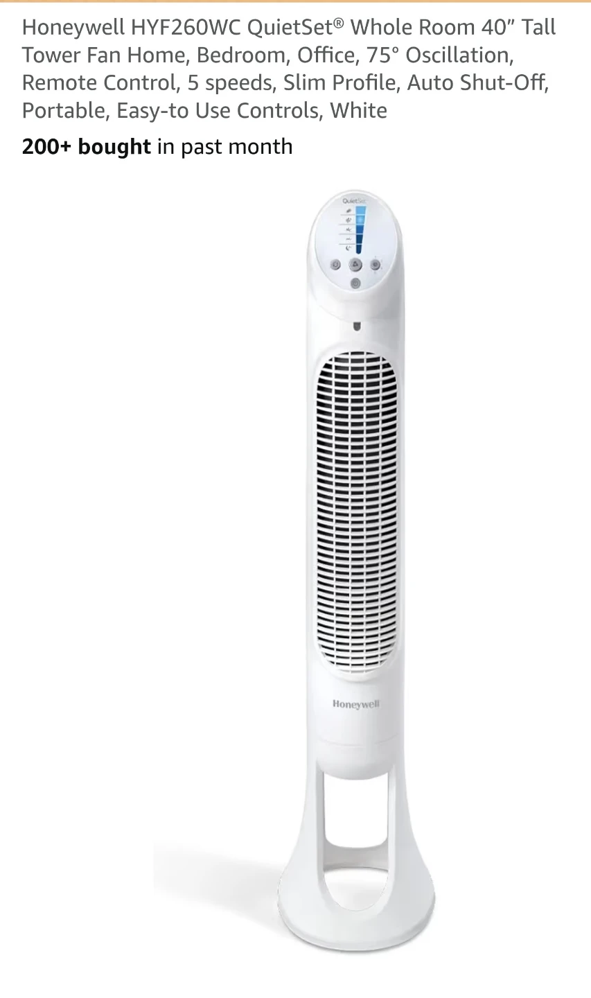 Honeywell HYF260WC QuietSet Tower Fan