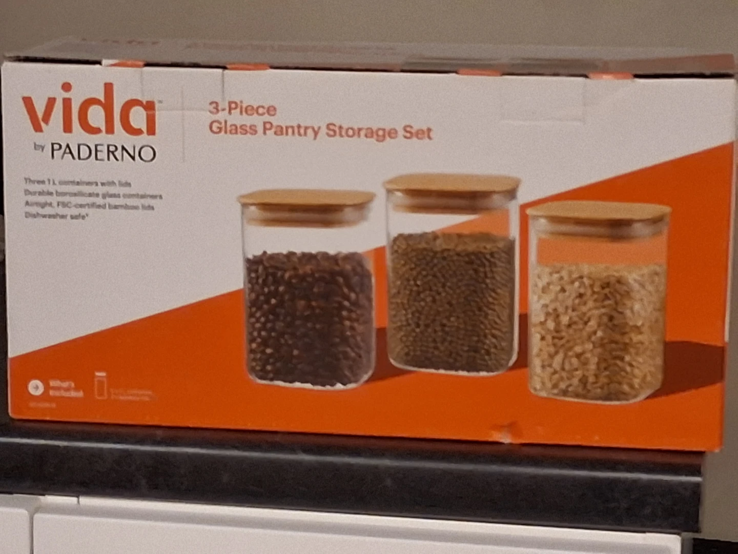 Vida by Paderno 3-Piece Glass Pantry Storage Set