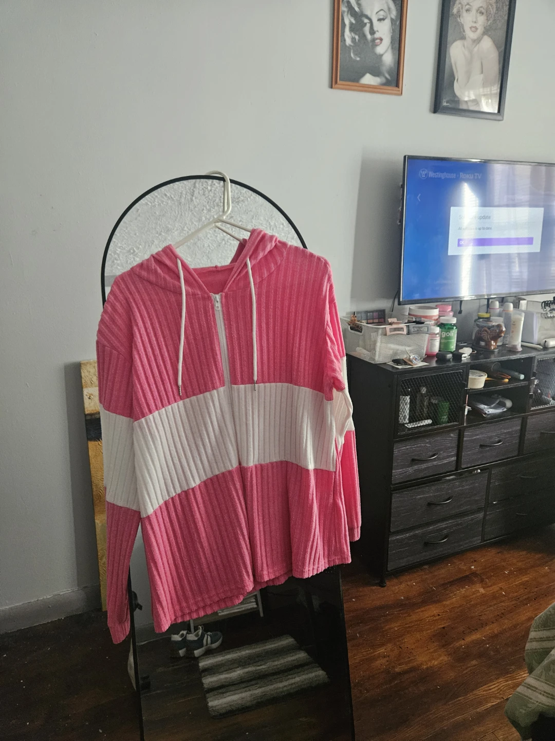 Pink and White Striped Hoodie - photo 3