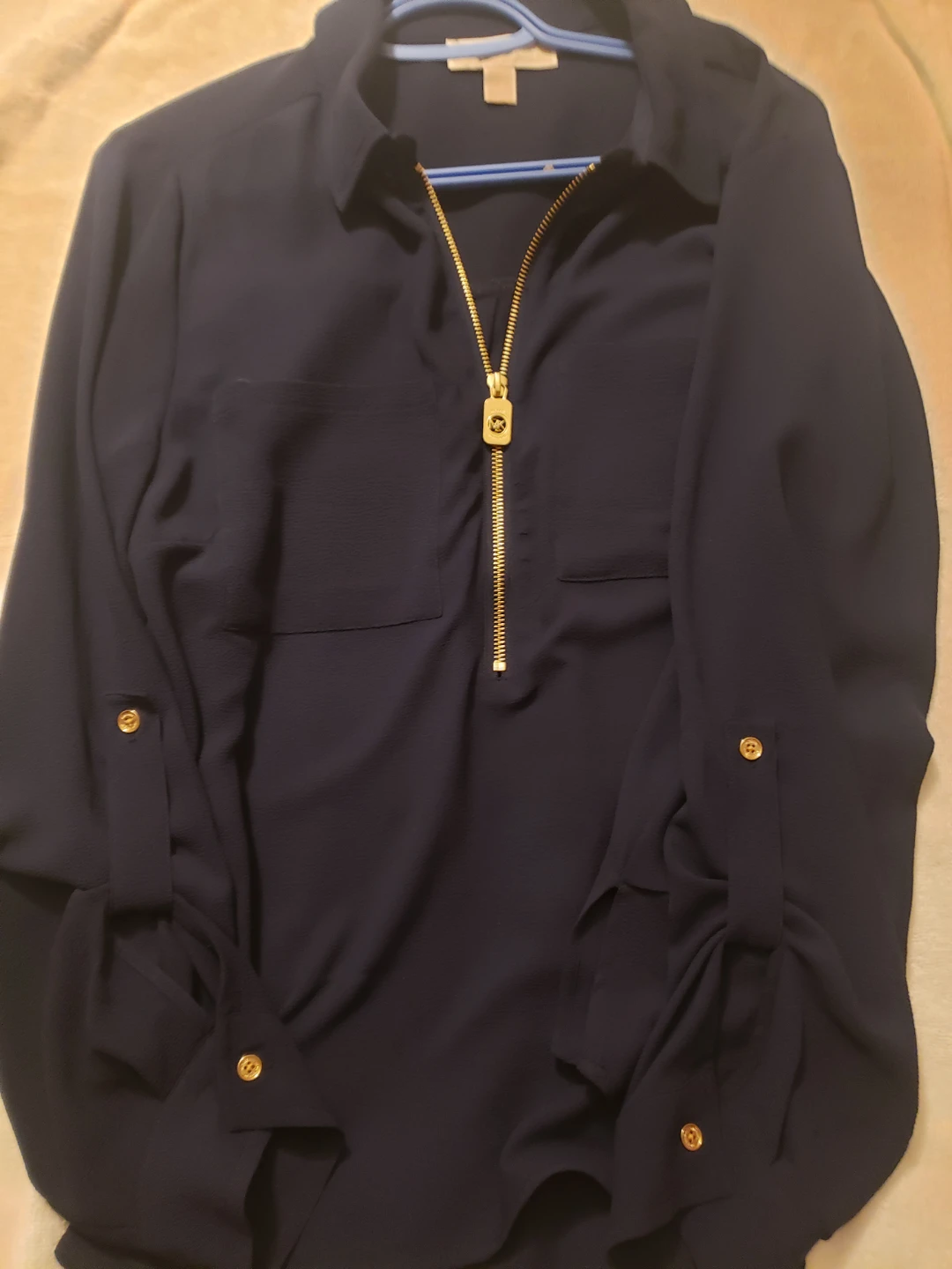 Michael Kors Navy Blue Quarter Zip Shirt