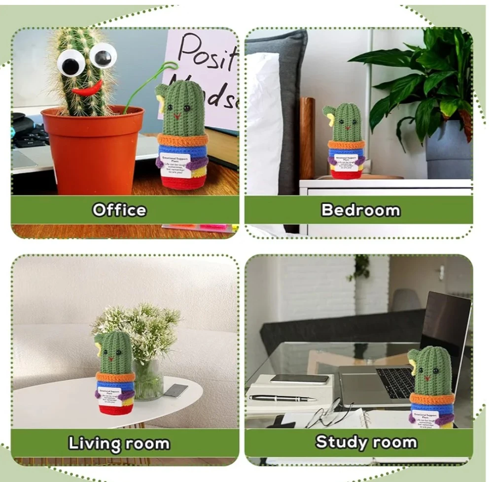 Crocheted Emotional Support Cactus Plant - photo 2