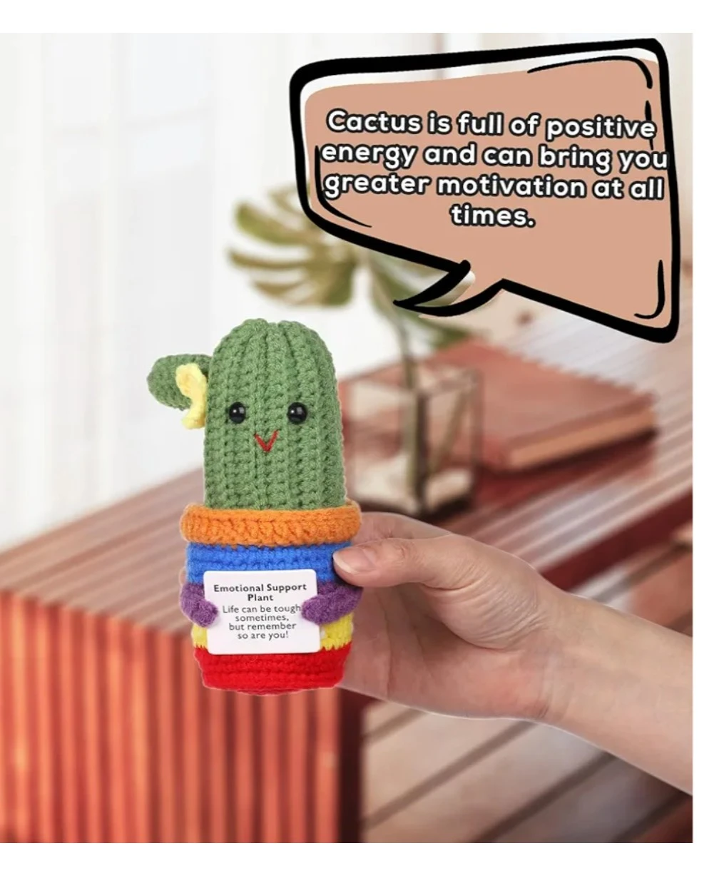 Crocheted Emotional Support Cactus Plant - photo 3