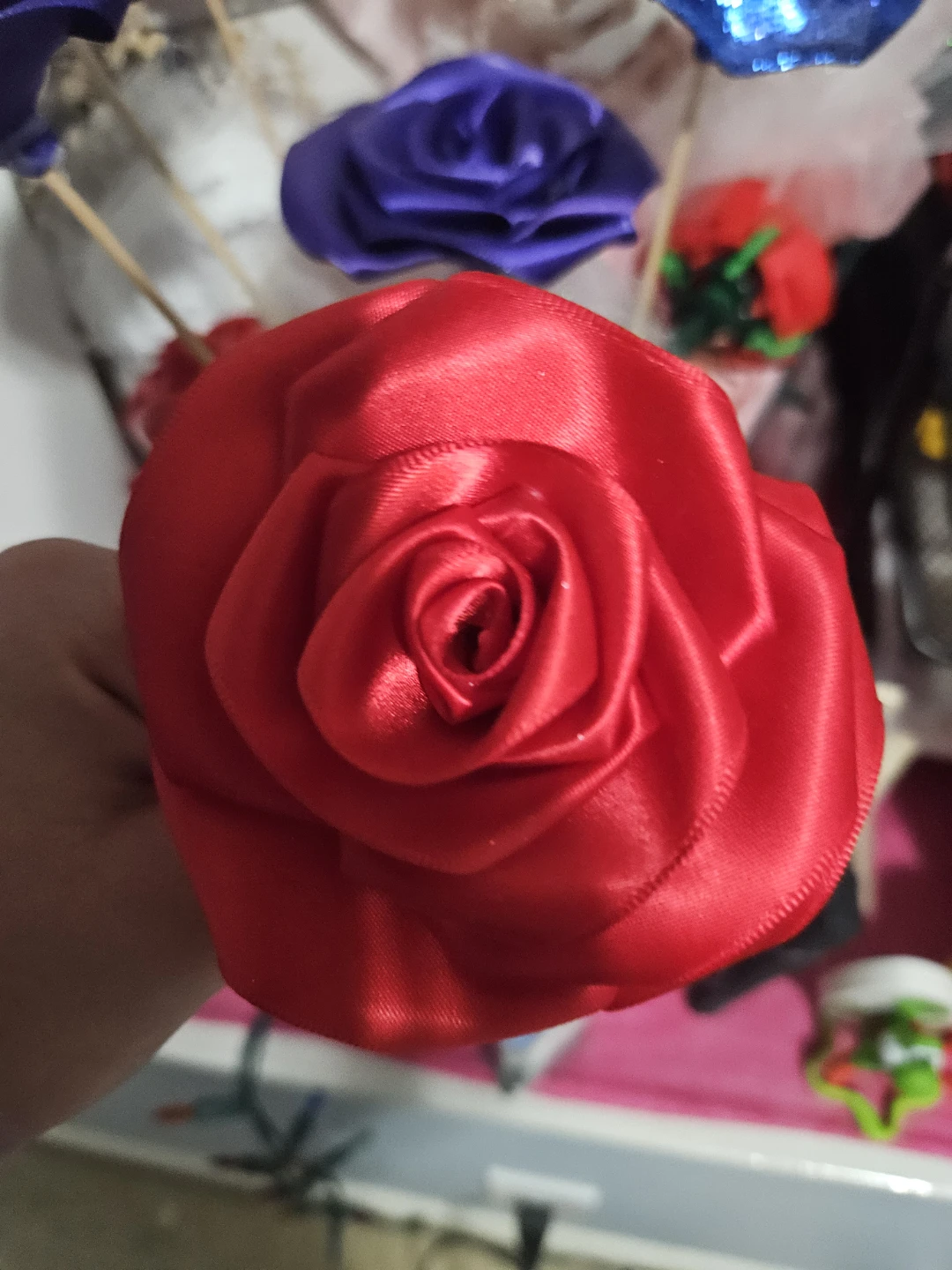 Handmade Fabric Roses with Spider-Man Charm - photo 2