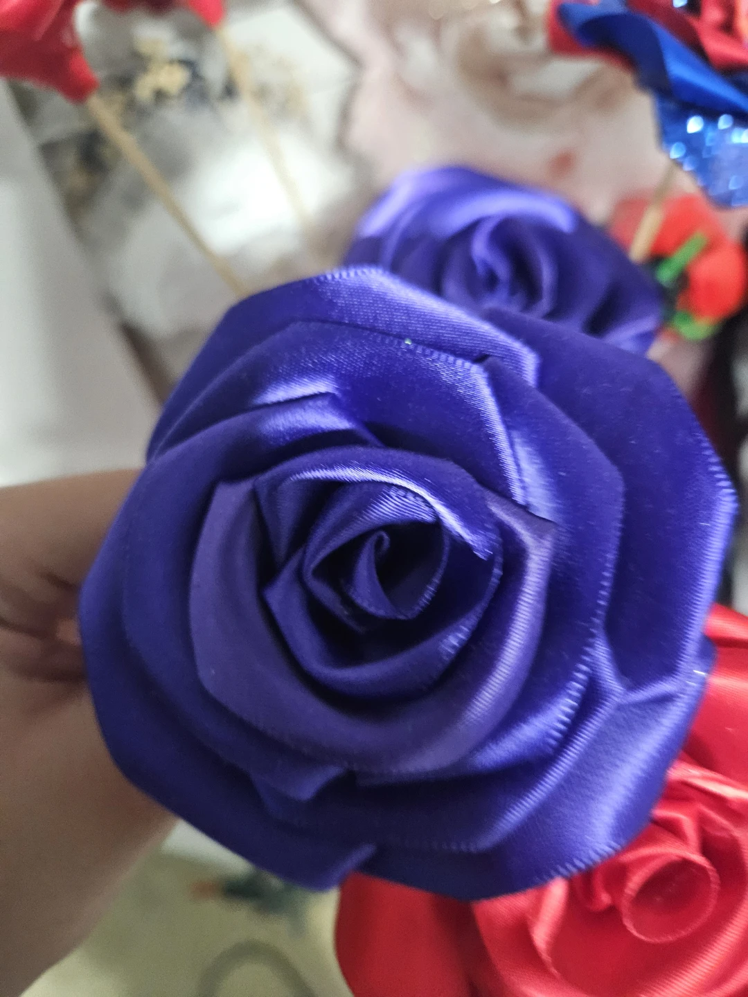 Handmade Fabric Roses with Spider-Man Charm - photo 3