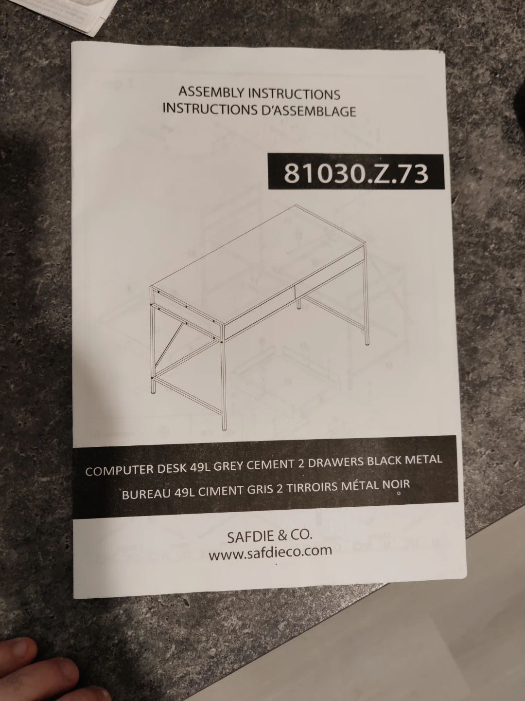 Two-Drawer Desk with Stone-Look Top - photo 5