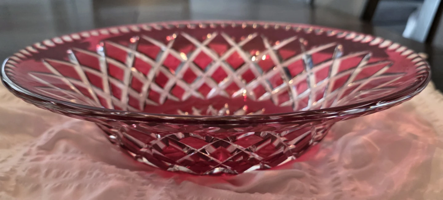 Vintage ruby red and clear glass bowl - photo 2