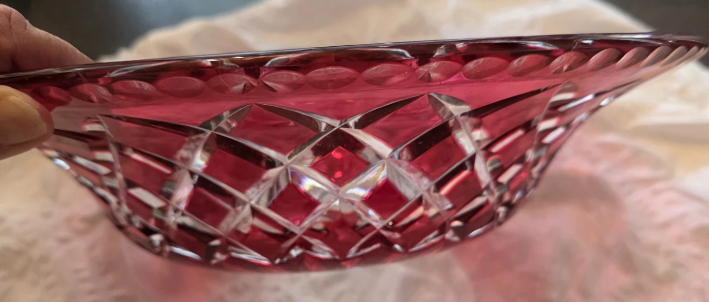 Vintage ruby red and clear glass bowl - photo 5