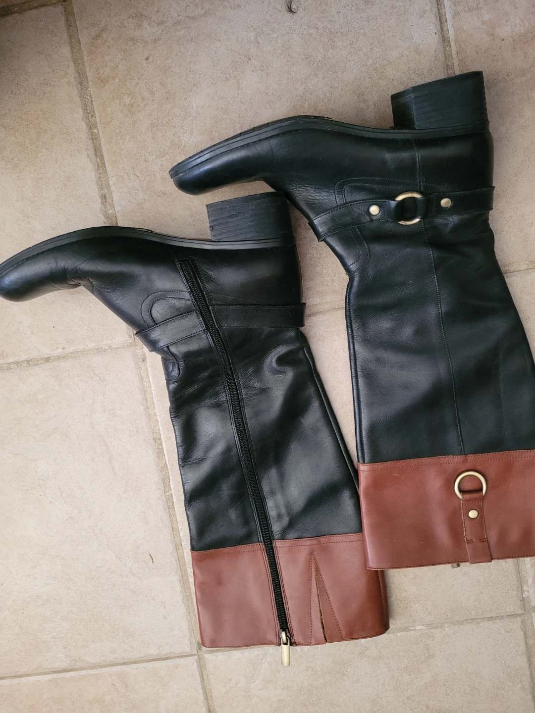 Bandolino Black Leather Knee-High Boots Size 9.5