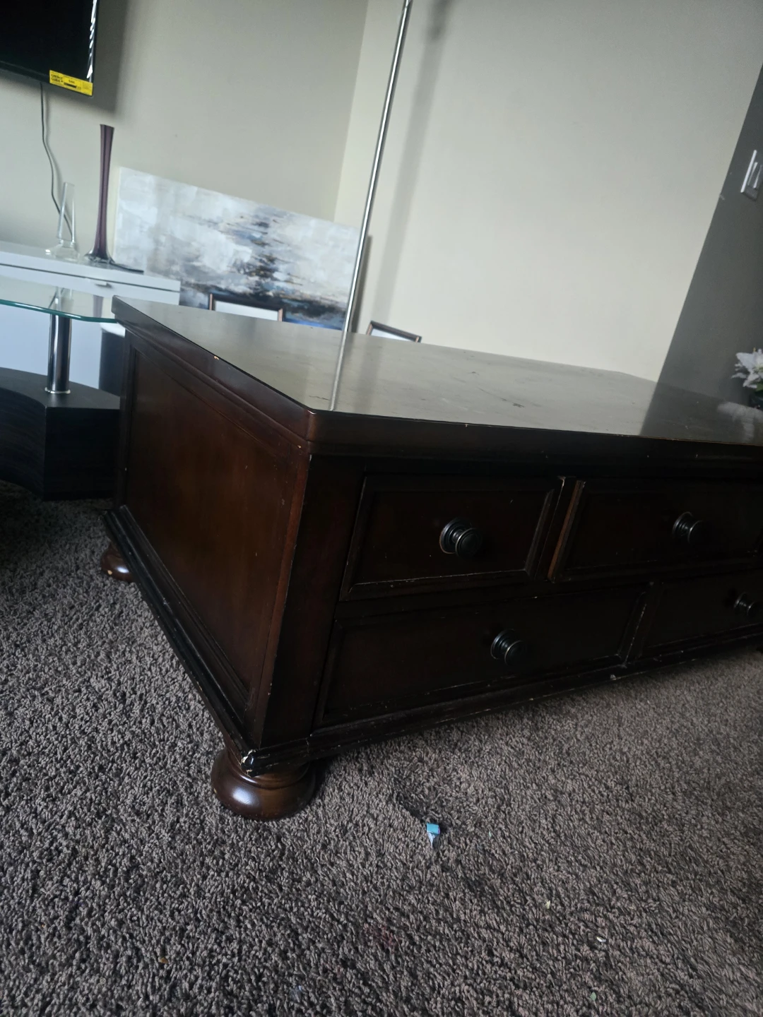 Dark Brown Coffee Table with 6 Drawers - photo 2