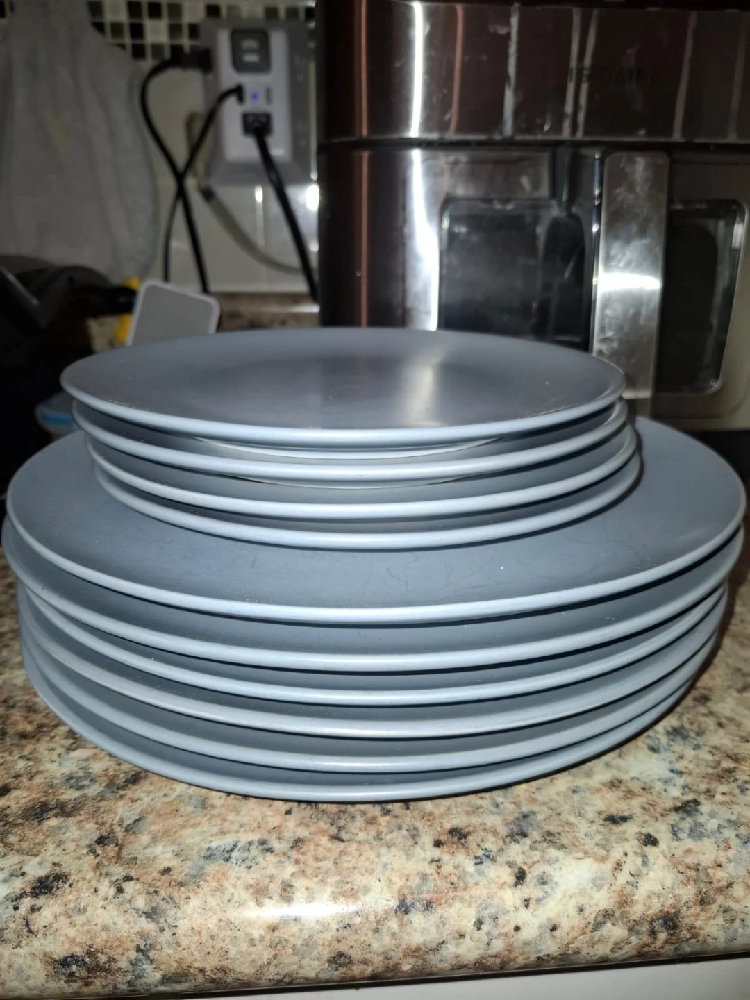 Set of 9 Grey Dinner Plates