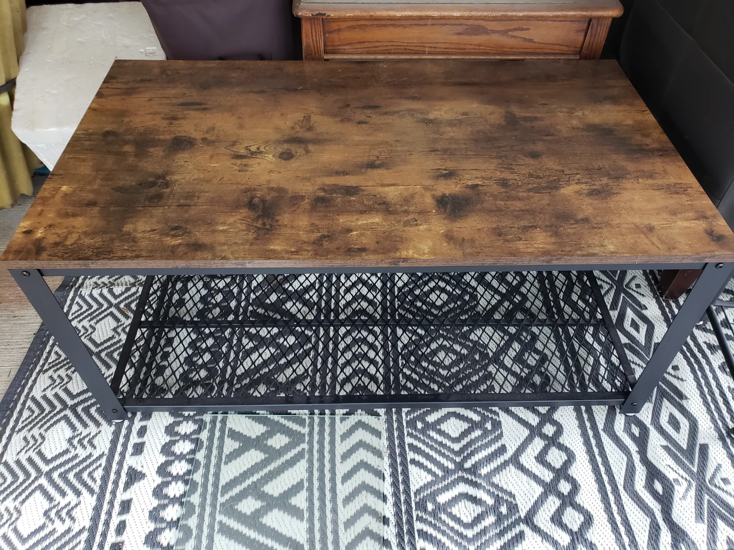 Rustic Wood Coffee Table with Metal Frame