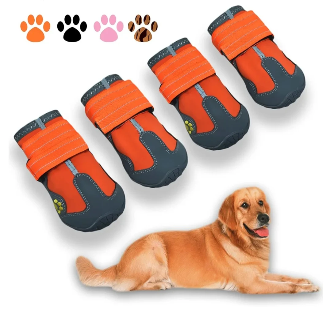 Orange and Grey Dog Boots (Set of 4)