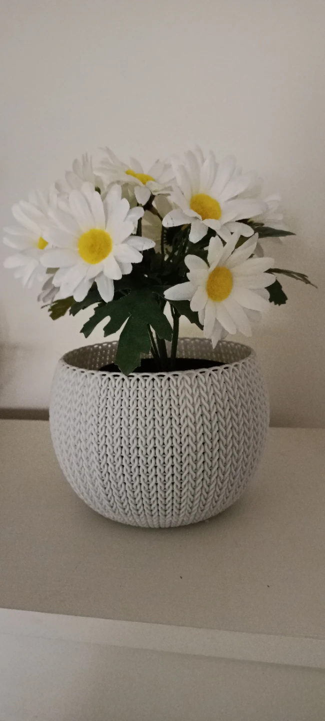 Knitted vase with flowers