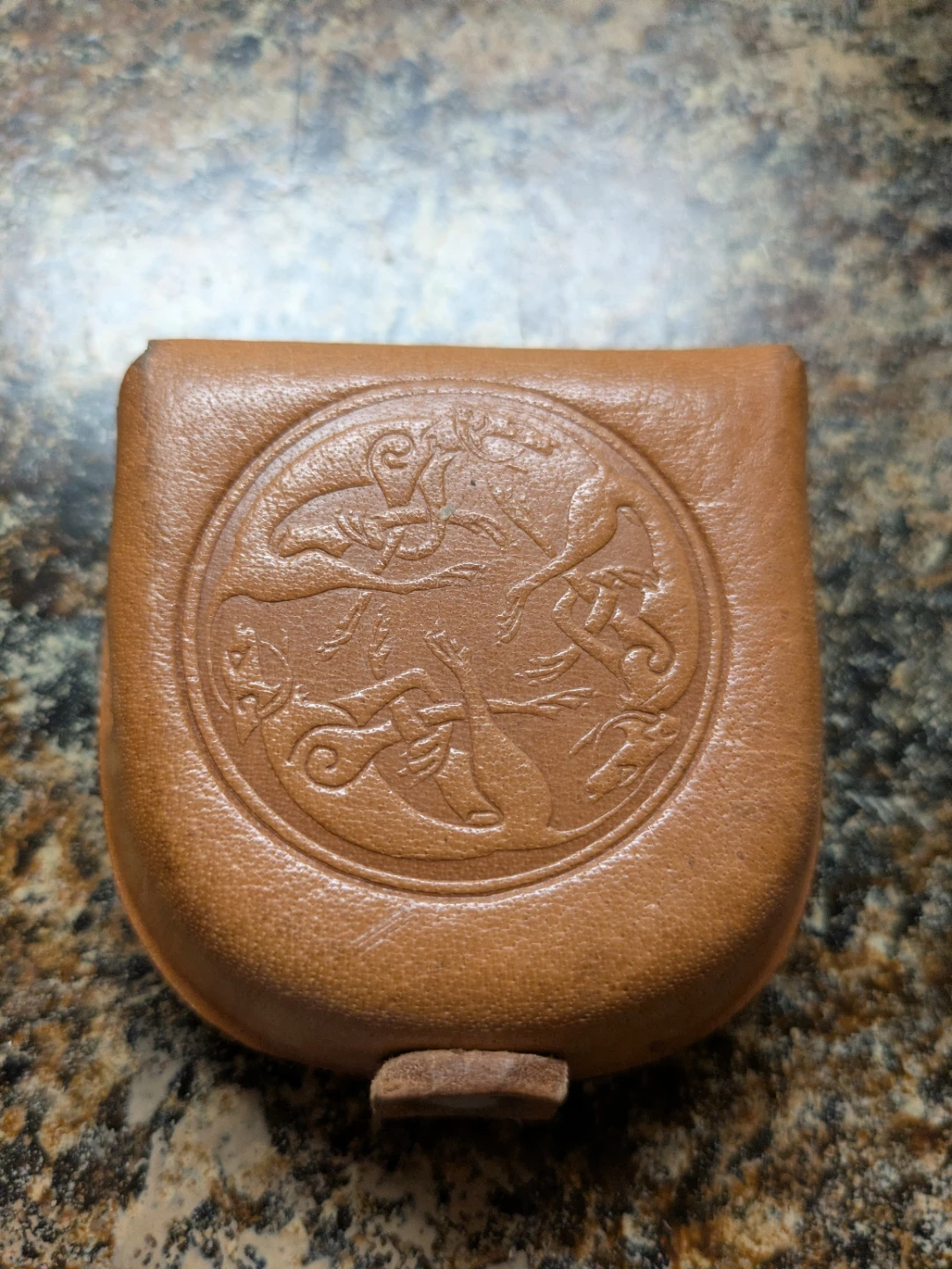 Leather Coin Pouch with Celtic Design