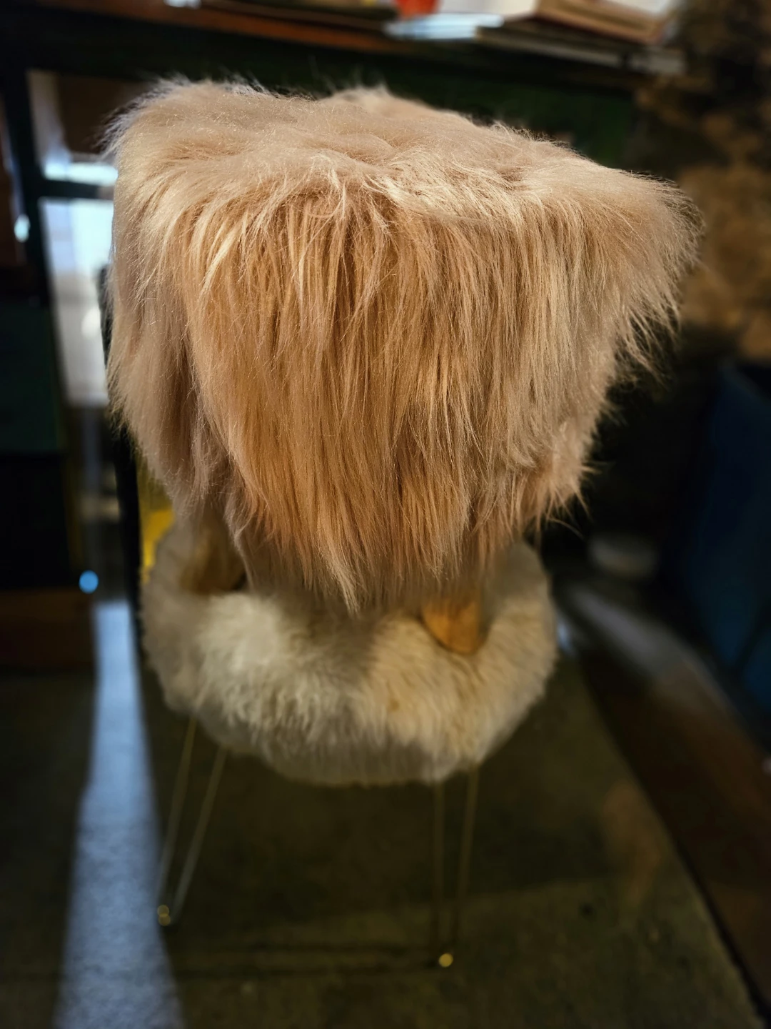 Faux Fur Stool Ottoman (Cream & Pink) - photo 2