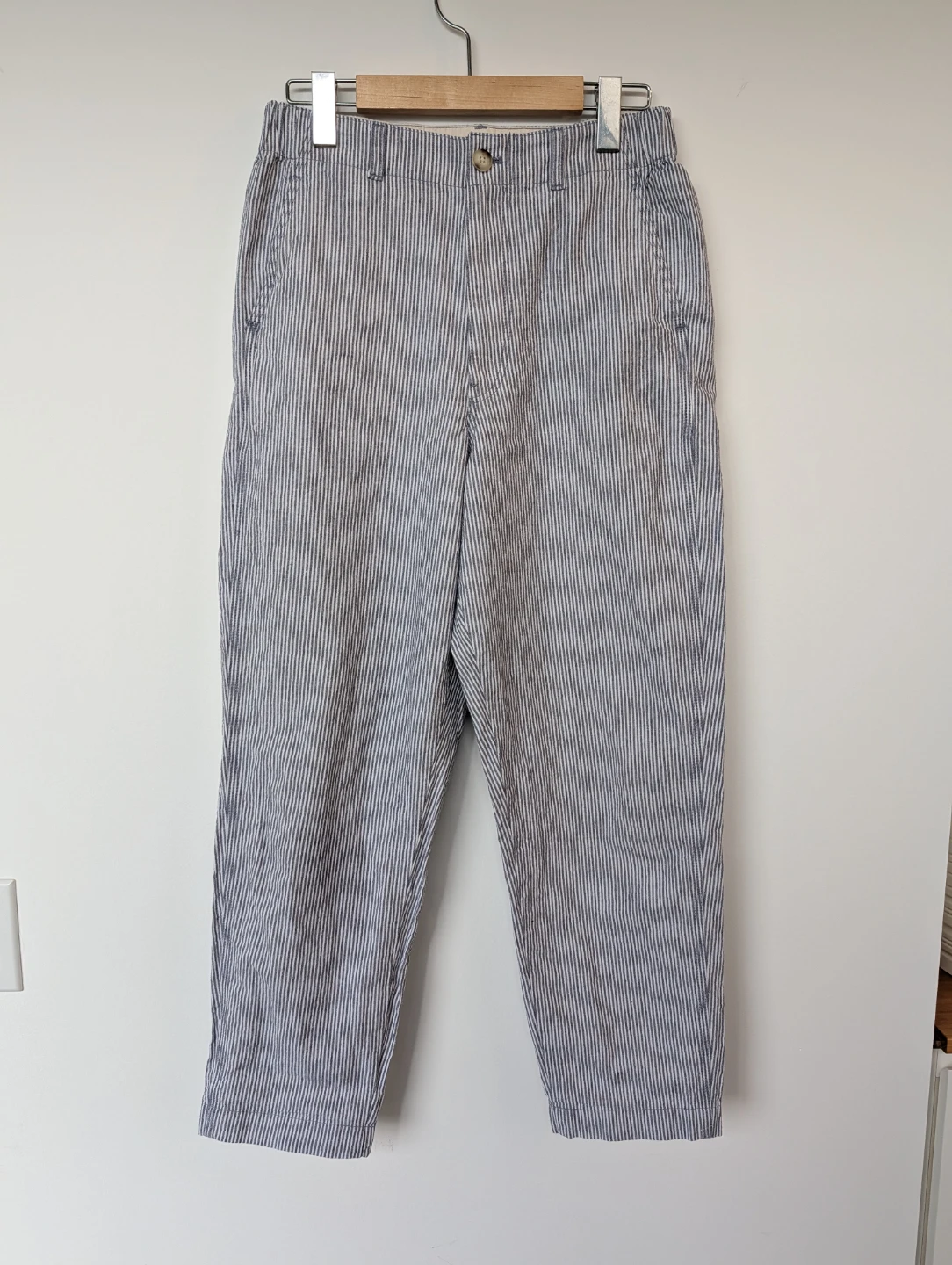 Uniqlo Blue Stripe Cotton Linen Pants - photo 2