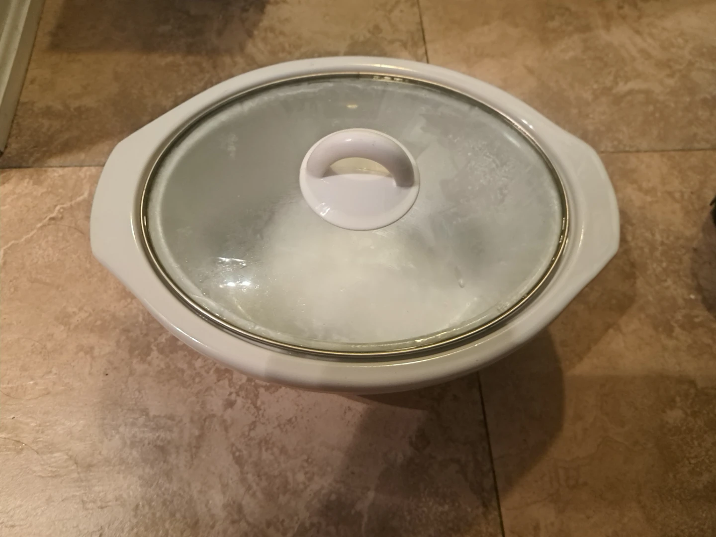 White Oval Slow Cooker insert with Glass Lid