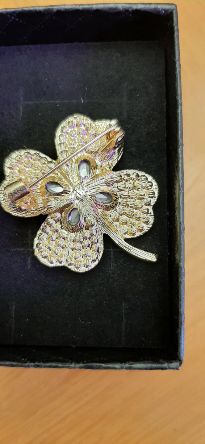 Sparkly Green Four-Leaf Clover Brooch Pin - photo 2