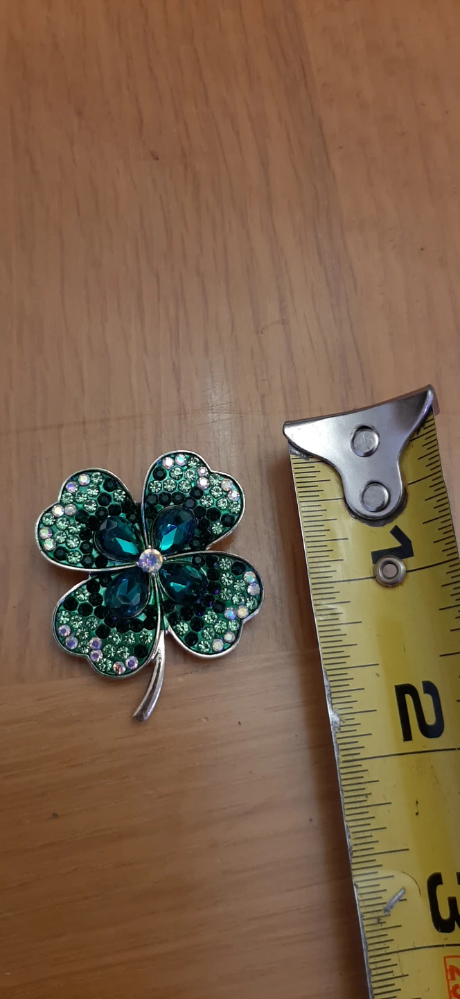 Sparkly Green Four-Leaf Clover Brooch Pin - photo 4