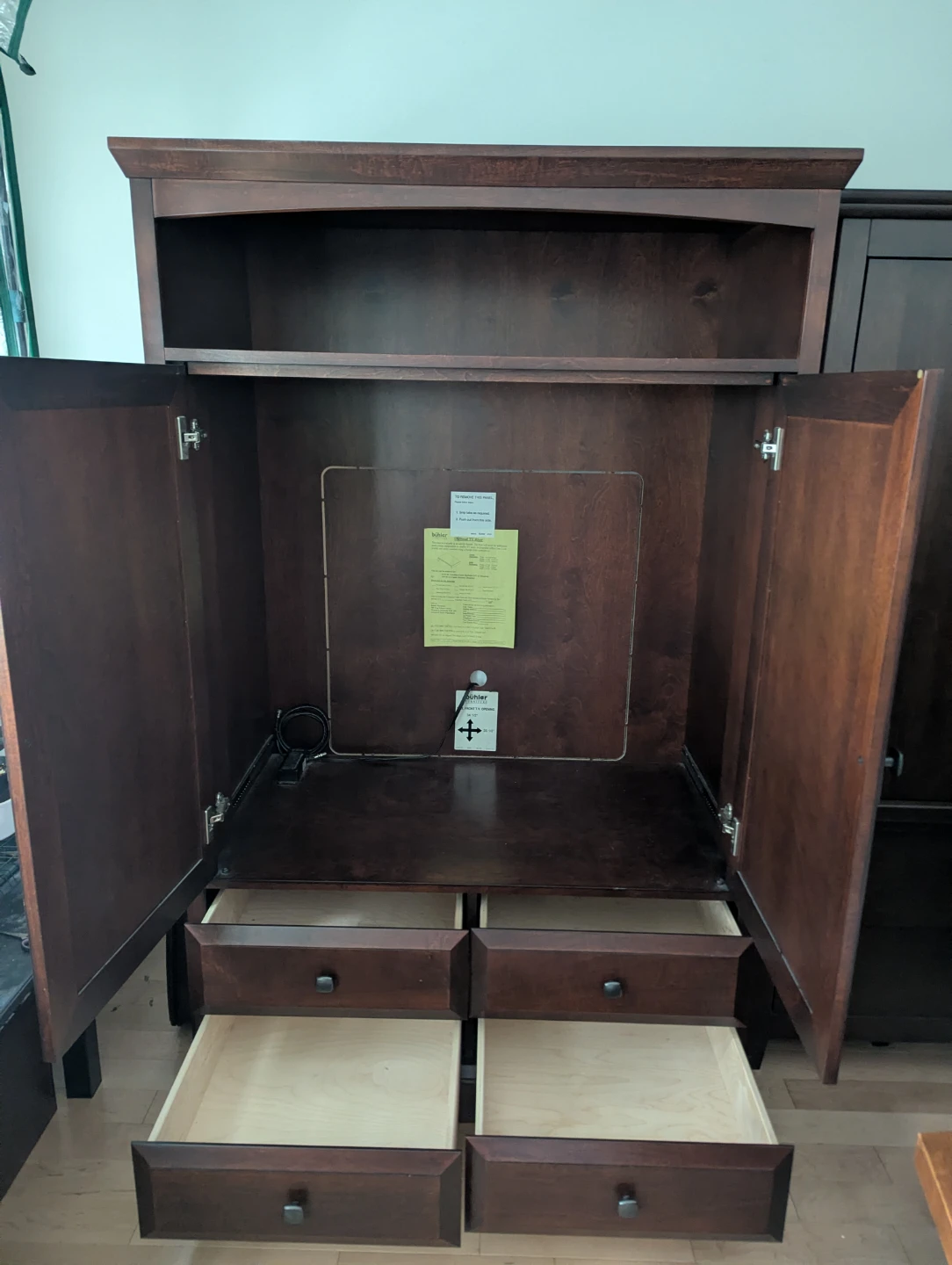 Dark Wood Media Console with Doors and Drawers - photo 3