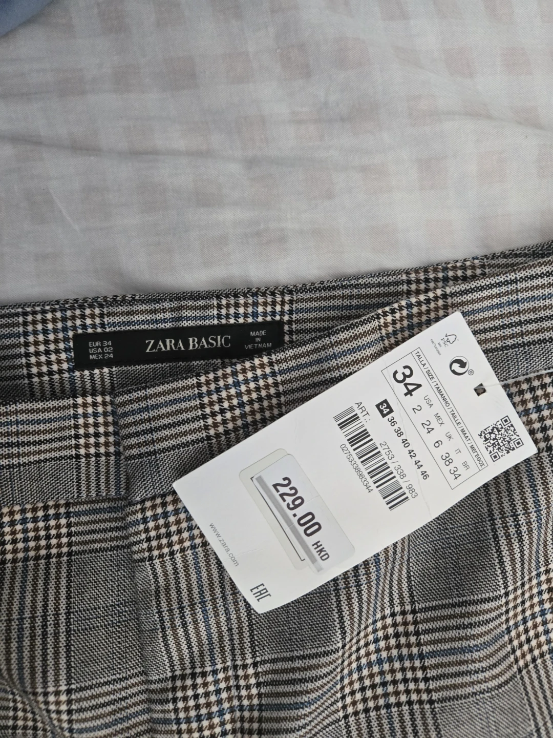 Zara Basic Plaid Pants - Size 34 - photo 2