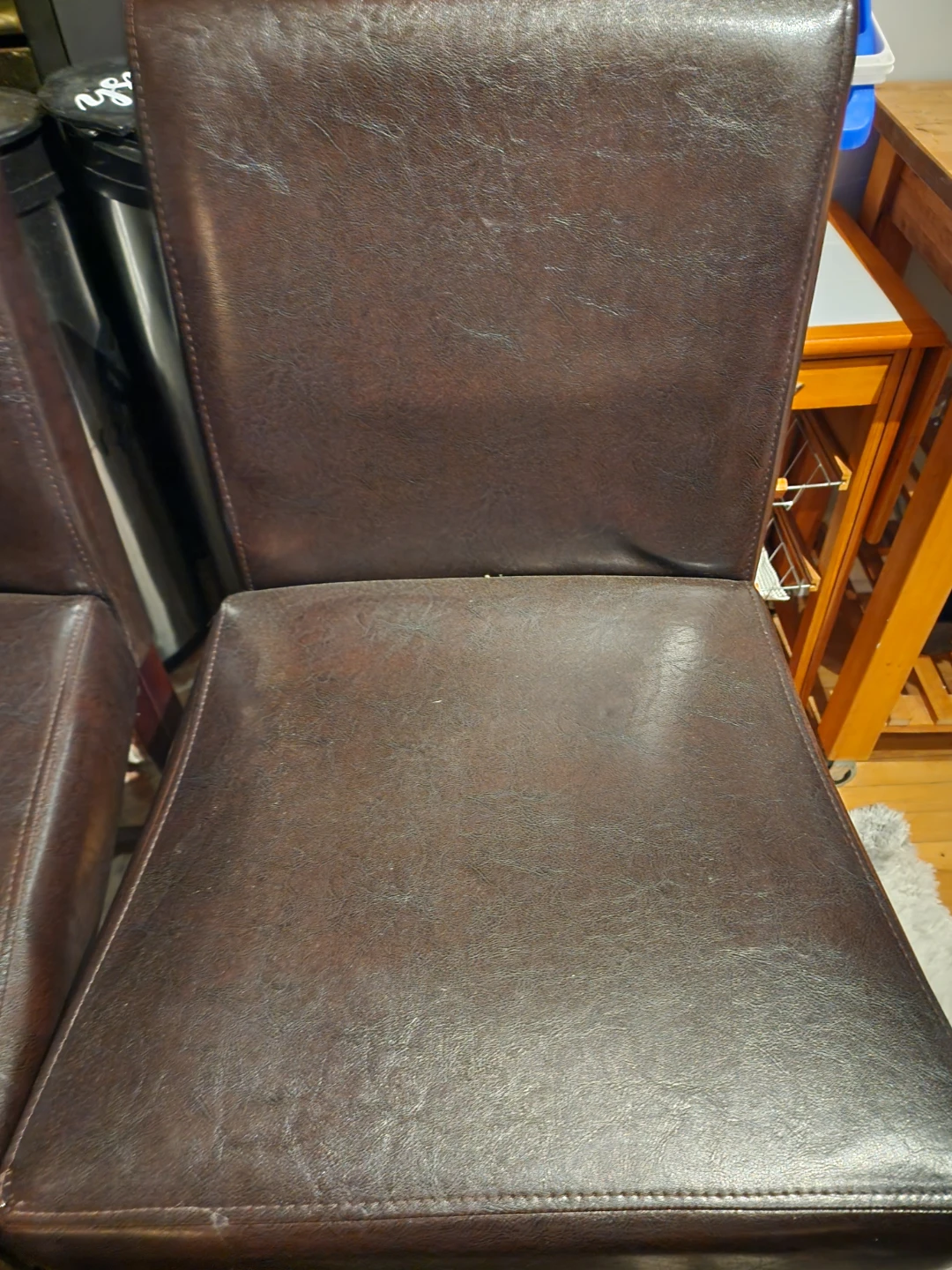 Set of 4 Brown Faux Leather Bar Stools