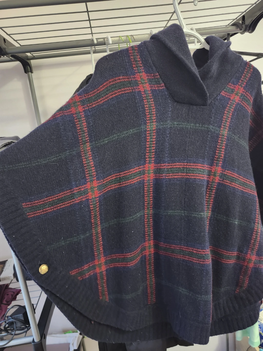 Lauren Ralph Lauren Plaid Lambswool Blend Poncho S/M