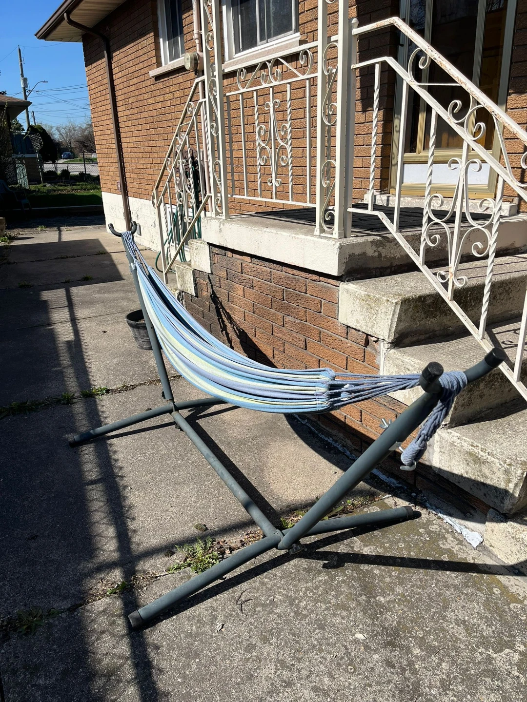 Striped Hammock with Stand