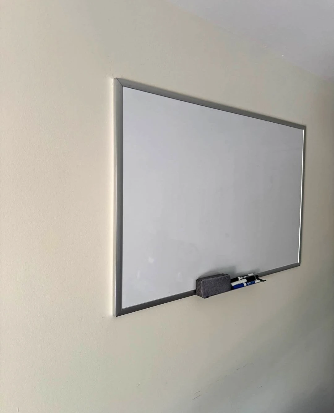 White Dry Erase Board with Markers and Eraser
