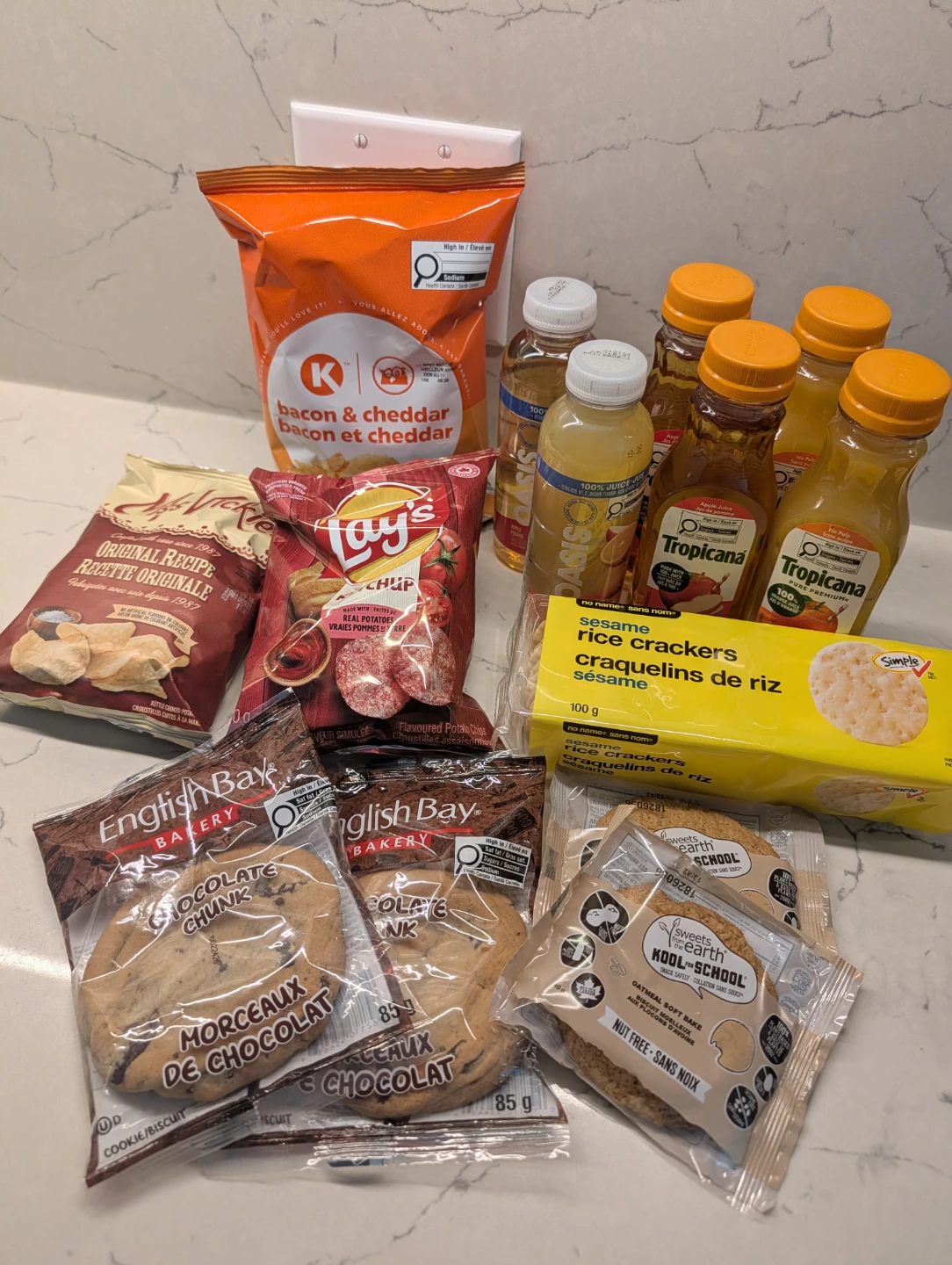 Assorted Snacks and Drinks
