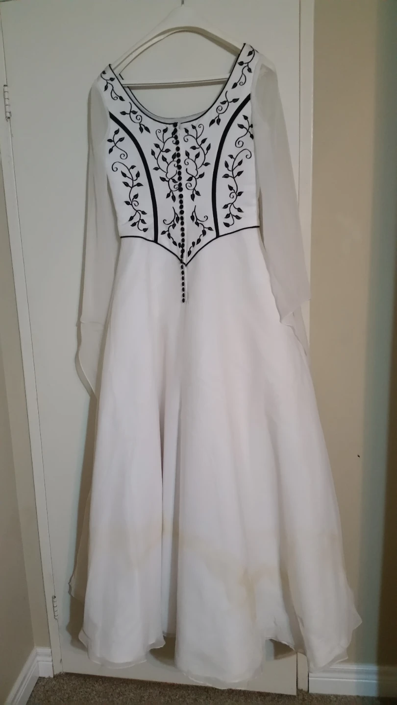 White and Black Embroidered wedding Gown