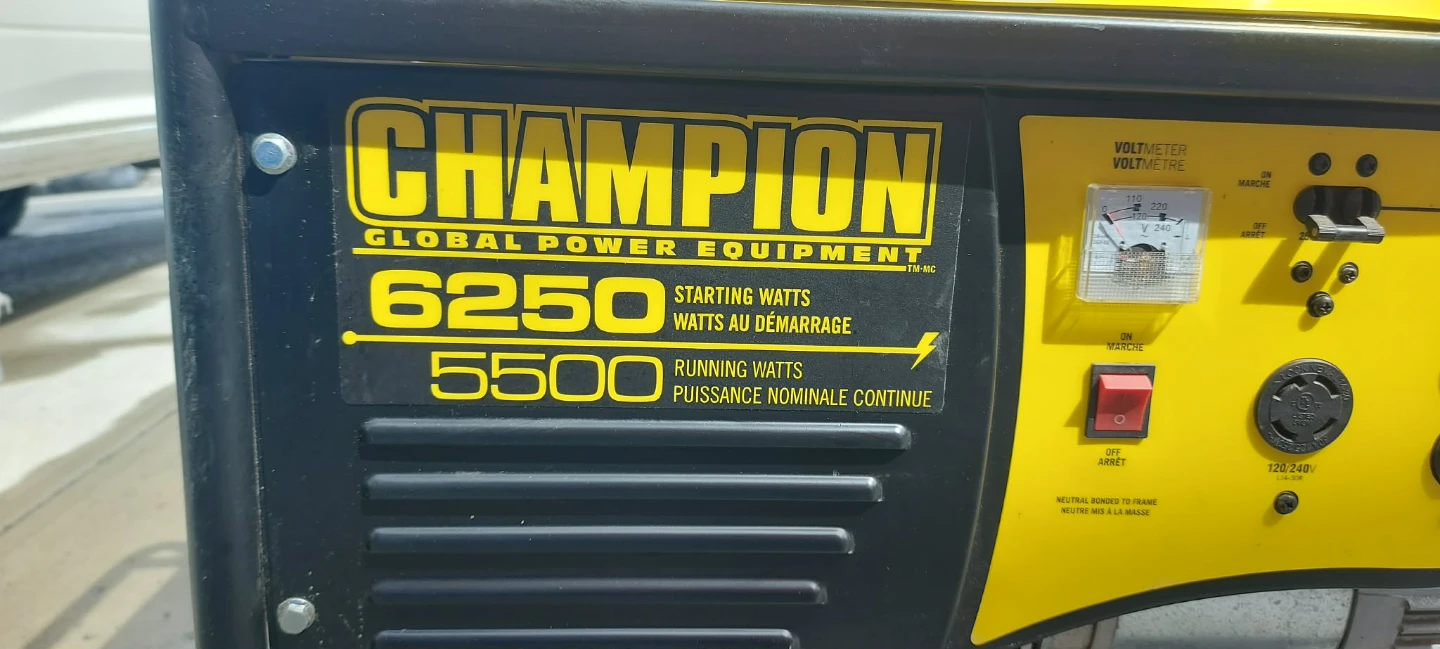 Champion 6250 starting watts / 5500 running generator