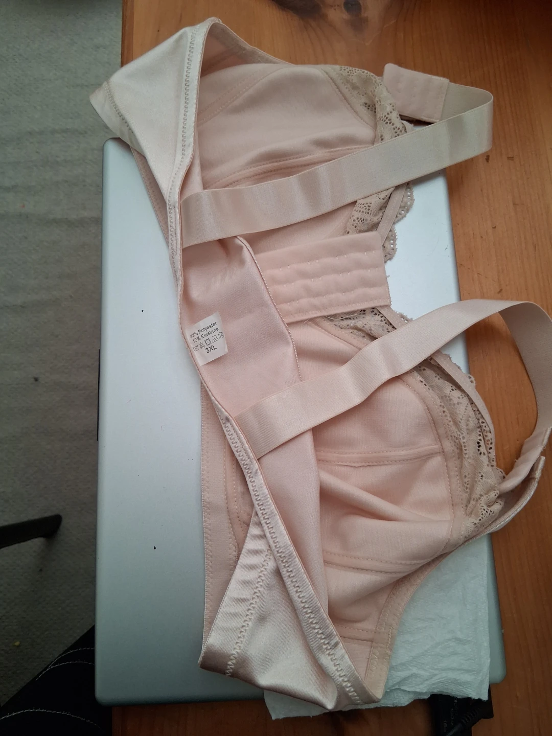 3XL Beige Satin Lace Bra - photo 4