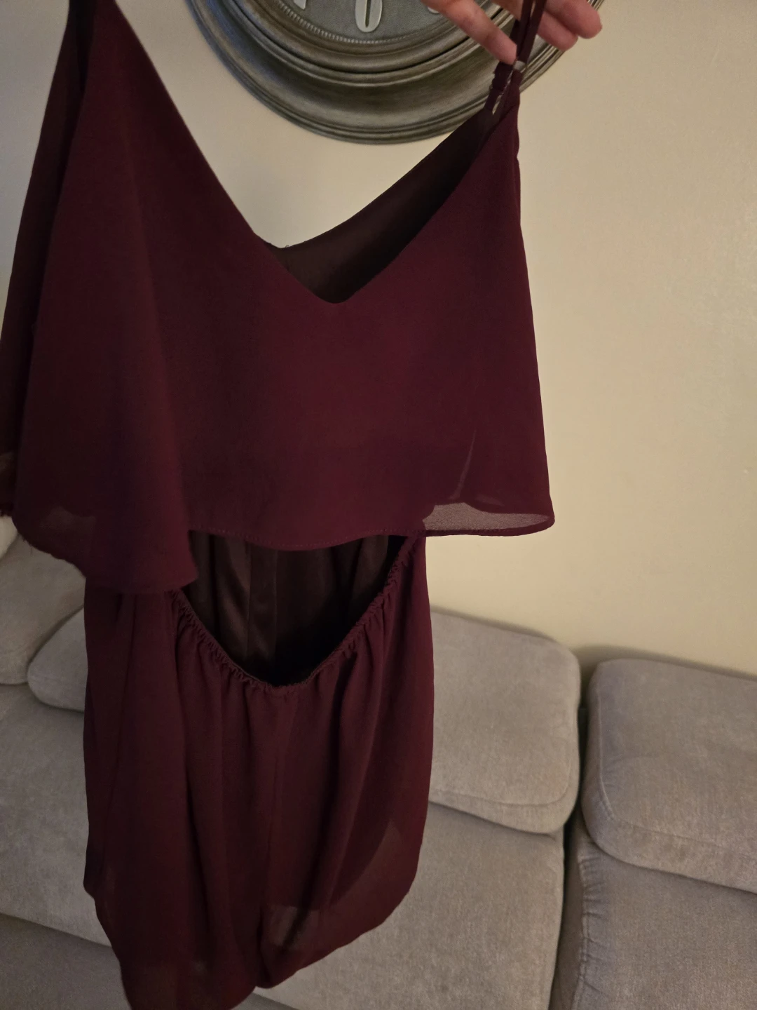 Streetwear Society Burgundy Ruffle Romper - Size L - photo 2