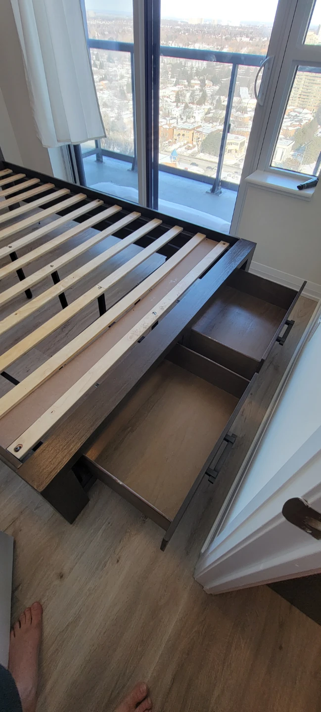 Dark Brown Queen Bed Frame with Storage Drawers - photo 2