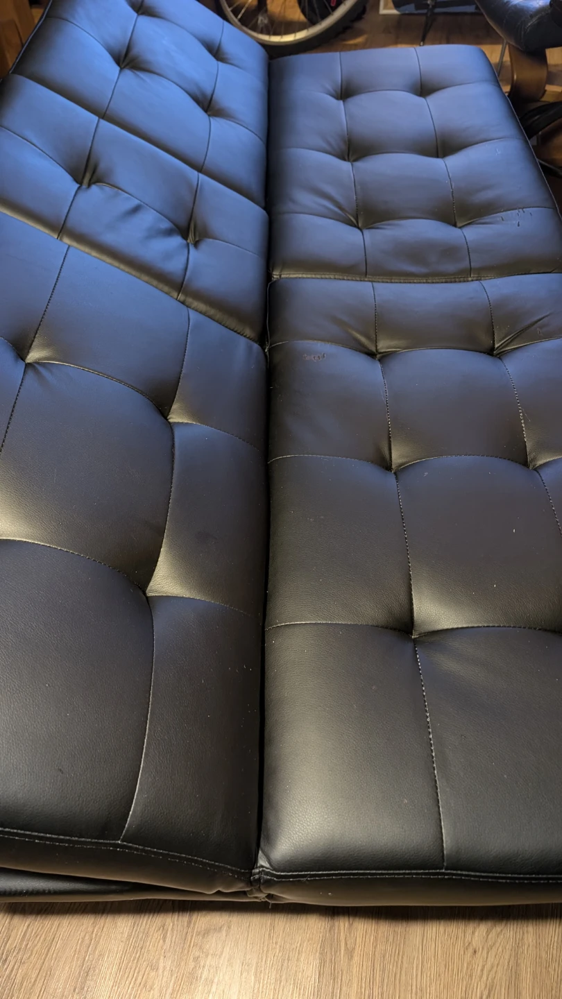 Black Faux Leather Loveseat with Cup Holders - photo 3