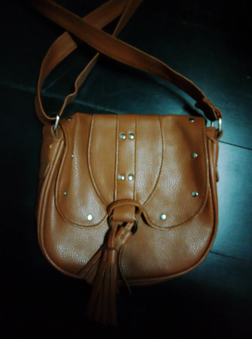 Brown Faux Leather Crossbody Purse 🌱