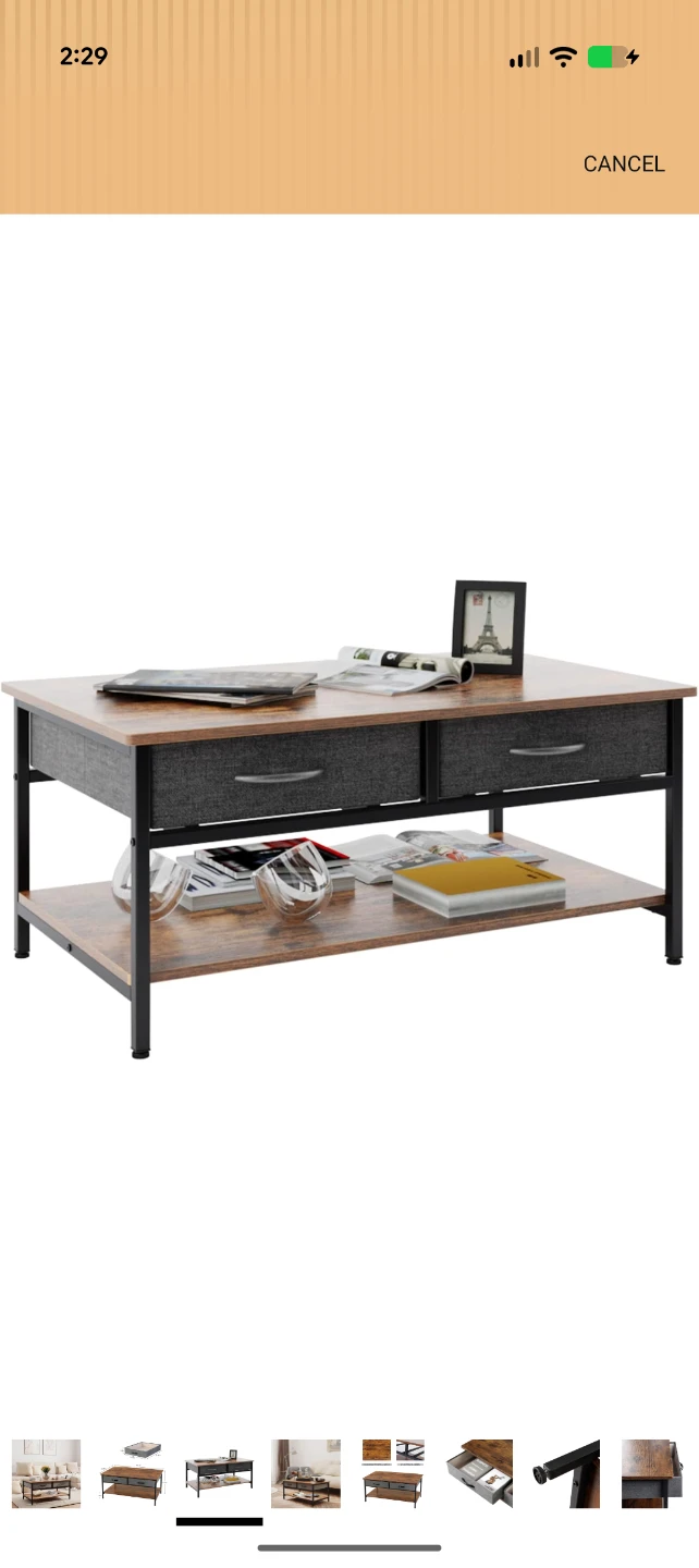 Rustic Brown Coffee Table with 2 Drawers and Shelf - photo 2
